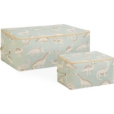 Uravas Store Ocean Home Textile 2'li Çocuk Odası Dinozor Hurç Set 1 Adet 30 x 22 x 18/1 Adet 52 x 28 x 21 cm
