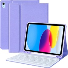 Uravas Store Apple iPad 9. Nesil 10.2" 2021 ile Uyumlu Kılıf Kablosuz Klavyeli Case Mobax A2602 A2603 A2604 A2605 Lila