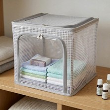 Uravas Store Deconox 30X30X30 cm Pvc Pencereli Çelik Destekli Raf Düzenleyici - Katlanabilir Modüler Kapaklı Dolap Içi Organizer Kutusu
