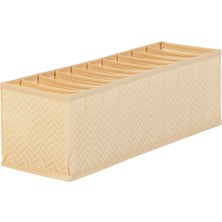 Uravas Store Ocean Home Textile 10 Bölmeli Bej Balıksırtı Çekmece Düzenleyici 11 x 41,5 x 12 cm