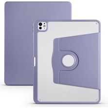 Uravas Store Zore Apple ile Uyumlu iPad Pro 13 2024 Kılıf Zore Termik Kalem Bölmeli Dönebilen Standlı Kılıf Lavendery Gray