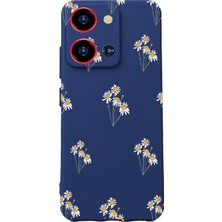 Uravas Store S19 Max Pro S Zoom ile Uyumlu Kamera Korumalı Silikon Kılıf, Lacivert, Papatya Desenli