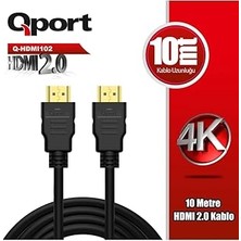 Uravas Store QPORT-Q-HDMI102 Altın Uçlu 10 Metre 4K Hdmı2.0 Kablo