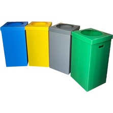 Uravas Store Geri Dönüşüm Kutusu Iç Mekan Sıfır Atık ve Geri Dönüşüm Kutusu 35X35X70CM Plastik Oluklu Kagıt Cam Metal Plastik Atıklar Için 4lü Set Corrugated Plastic Sheets Oluklu Plastik Koli