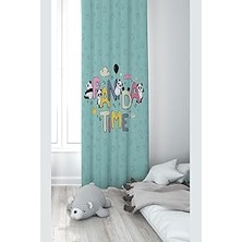 Uravas Store Pelangi Su Yeşili Panda Desenli Dijital Baskı Yıkanabilir Bebek Çocuk Odası Fon Perdesi, Su Yeşili 140 x 200