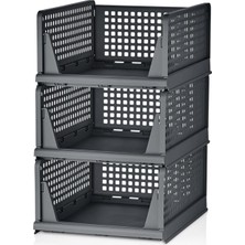 Uravas Store Mithra Life 3 Lü Kayar Raf Organizer Gri Dolap Içi Kıyafet Aksesuar Düzenleyici 45X35 cm MIT1263