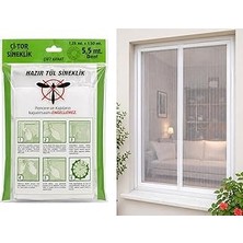 Uravas Store Pratik Sineklik Hazır Tül Sineklik Çift Kanat 150 cm x 125 Cm, Kapı ve Pencere Uyumlu, 5.5 Metre Yapıştırma Bantlı