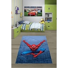 Uravas Store Pelangi Duvara Tırmanan Adam Dijital Baskı Yıkanabilir Kaymaz Taban Çocuk Genç Odası Halısı, Kırmızı-Mavi 80 x 150