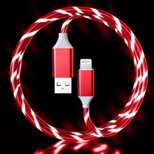 Uravas Store GA22 I-Phone Lighting Hızlı Şarj Kablosu Matrix LED Işıklı Kablo 8 Pin 5V 3A 1 Metre Kırmızı