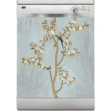 Uravas Store Bulaşık Makinesi Sticker Kaplama Beyaz Eşya Kaplama Kuş Ağaç