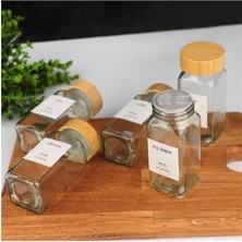Uravas Store Bambu Kapaklı 12 Adet Cam Baharatlık Seti 120 ml