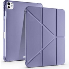Uravas Store Zore Apple ile Uyumlu iPad Pro 11 2024 Kılıf Zore Tri Folding Kalem Bölmeli Standlı Kılıf Mor