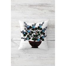 Uravas Store Pelangi Nazar Boncuklu Dilek Ağacı Çift Tarafı Baskılı Gizli Fermuar Dekoratif Kırlent Koltuk Yastık Kılıfı, Beyaz-Kahve-Yeşil 45 x 45, 24691114045451