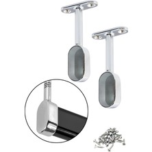 Uravas Store Krom Oval Kapalı Mobilya Boru Askı Flanşı, Dolap Içi Elbise Askılık Borusu Aparatı, Montaj Vidaları Dahil, 7.5 cm Yükseklik, 2 Adet