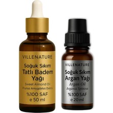 Uravas Store Yüz ve Saç Bakım Seti, Soğuk Sıkım Argan Yağı 20 ml ve Tatlı Badem Yağı 50 Ml, %100 Saf Doğal, Nemlendirici ve Besleyici