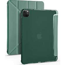 Uravas Store Zore Apple ile Uyumlu iPad Pro 11 2020 (2.nesil) Kılıf Tri Folding Kalem Bölmeli Standlı Kılıf Koyu Yeşil
