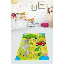 Uravas Store Pelangi Fil Zürafa Zebra Timsah Desen Dijital Baskı Yıkanabilir Kaymaz Taban Leke Tutmaz Çocuk Odası Halısı, Renkli 80 x 150