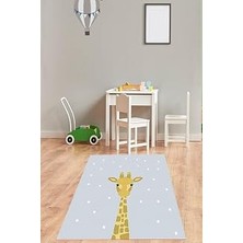 Uravas Store Pelangi Zürafa Desenli Benekli Gri Renkli Dijital Baskı Yıkanabilir Kaymaz Taban Genç Kız Çocuk Odası Halısı, Gri-Kahve 40 x 40