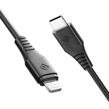 Uravas Store Novoo Omars Type-C iPhone Lightning Hızlı Şarj Kablosu Siyah 1.2 Metre