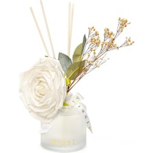 Uravas Store Missi 200 ml Buzlu Cam Şişe Beyaz Gül Dekorlu White Jasmine Oda Kokusu