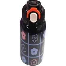 Uravas Store Trendix Çelik Içli Termos 550ML Siyah Çiçekli