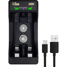 Uravas Store I-Gen Batteries G200 2'li Pil Şarj Aleti Type-C Girişli, Aa/aaa / 9V Akıllı Hızlı Pil Şarj Cihazı