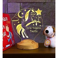 Uravas Store Unicorn Isimli Gece Lambası, Tek Boynuzlu At Isimli Kız Çocuk Odası Hediyesi LED Lamba, Unicorn Doğum Günü Parti Hediyesi