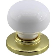 Uravas Store Tere Porselen Gold & Altın Beyaz Düğme Mobilya Mutfak Çekmece Dolap Dolabı Kulpu Kulbu Kulpları
