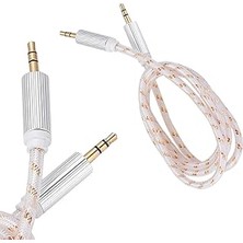 Uravas Store 3.5mm Erkek-Erkek Stereo 1 Metre Kutulu Altın Örgülü Aux Kablo, Jack Ses Kablosu, Yüksek Kaliteli Ses Iletimi