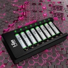 Uravas Store I-Gen G890 8'li Pil Şarj Aleti + 8 Adet Aaa 900 Mah Şarj Edilebilir Aaa Ince Şarjlı Kalem Pilli Set 1.2V Ni-Mh