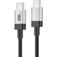 Uravas Store Pdateknoloji 60W Pd 3.0 Limpio Type-C To Type-C Hızlı Şarj ve Data Kablosu 1m Siyah