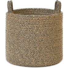 Uravas Store Ocean Home Textile Siyah Kırçıllı Jüt Halat Sepet 26 x 22 cm