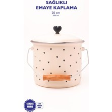 Uravas Store Black Cupid Kalp Desenli Emaye Yoğurt/bakliyat Bakracı (20 Cm-3 Litre-Tüm Ocaklarla Uyumlu)