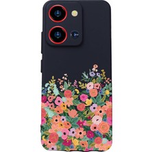 Uravas Store S19 Max Pro S Zoom ile Uyumlu Kamera Korumalı Silikon Kılıf, Çiçek Baskılı, Siyah