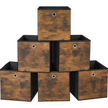 Uravas Store Songmıcs Saklama Kutusu, 6'lı Set, Düzenleme Kutuları, Dokunmamış Kumaş, Katlanır Kutu, 30 x 30 x 30 Cm, Kumaş Kutu, Küp Raf Için, Giysi Düzenleyici, Vintage Kahverengi-Siyah RFB102B01