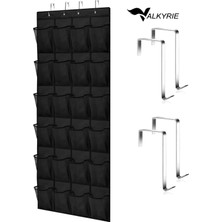 Uravas Store Valkyrie Kapı Arkası Ayakkabı Organizer 24 Gözlü – Askılı Dolap Içi Düzenleyici 4 Kancalı Siyah