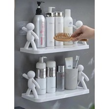 Uravas Store Sevimli Insan Figürlü Duvar Rafı – Kendinden Yapışkanlı Banyo, Mutfak ve Ofis Dekoratif Organizer Raf (1 Adet)