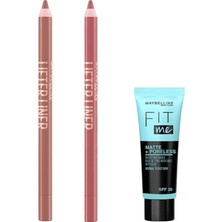 Uravas Store Maybelline New York Lifter Liner Dudak Kalemi 05 On It & 07 Big Lift & Mini Fit Me Matte - Poreless Matlaştırcı Makyaj Bazı Makyaj Seti
