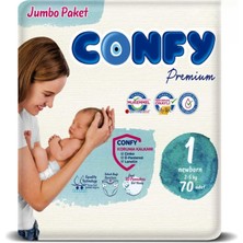 Uravas Store Confy Premium Yenidoğan Bebek Bezi 1 Numara | 2-5 kg | 70 Adet | Ekonomik Paket