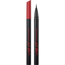 Uravas Store Clıo Ince, Mikrofiber Fırça Uçlu Kalem Eyeliner Superproof Brush Liner Kill Black (01 Black)