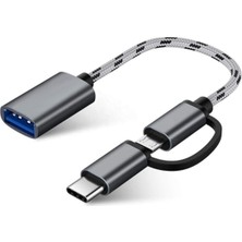 Uravas Store Alfais 4901 USB 3.0 Otg To Type-C Micro USB Data Şarj Çevirici Dönüştürücü Adaptör