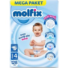 Uravas Store Molfix Mega Paket Bebek Bezi, Beden 4, 7-14 Kg, 116+12 Adet, Bantlı, Kalın Teknolojili, Hızlı Emici