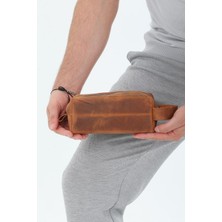 Uravas Store Erzeno Erkek Hakiki Deri Portföy Clutch Traş Bakım Kozmetik Çantası ve Günlük El Çantası Dopp Kit Taba