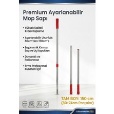 Primeaks 150 cm Çift Parçalı Eklemeli Krom Mop / Fırça / Camsil Sapı - Standart Vidalı Uçlu