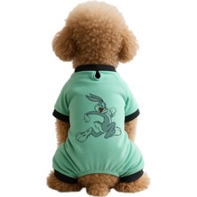 Uravas Store Kedi ve Köpek Kıyafeti & Elbisesi Mint 4 Bacak Tulum Bugs Bunny Yeşil S