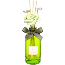 Uravas Store Missi 180 ml Yeşil Cam Şişe Çiçek Bambu Çubuklu White Jasmin Oda Kokusu