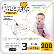 Uravas Store Paddlers Protection Bebek Bezi 3 Numara Midi (4-9 Kg) 200 Adet – Ekstra Jumbo Set, Maksimum Koruma