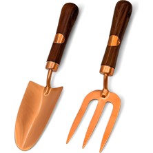 Uravas Store Paslanmaz 2’li Bahçe Hobi Seti Kürek Dirgen Tırmık Ergonomik Ahşap Sap Tarla Balkon Sebze Çiçek Alet