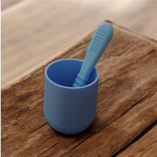 Uravas Store Ckm Silikon 2li Silikon Bebek Alıştırma Bardağı ve Kaşığı Mavi