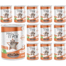 Uravas Store Prostar Yetişkin Kedi Somonlu ve Jöleli Konserve Mama 400 gr x 12 Adet